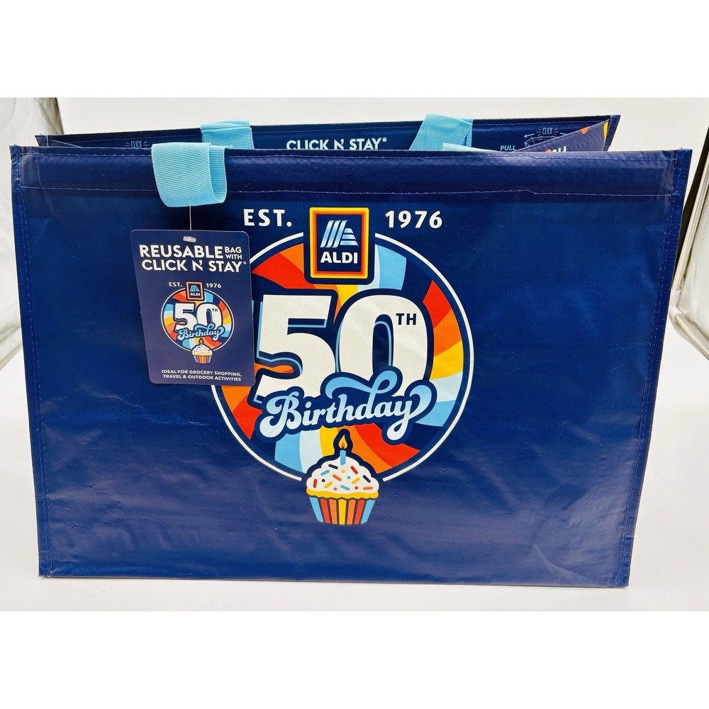 Set 2026 ALDI 50TH Click N'Stay Tote Bag Reusable Epic!